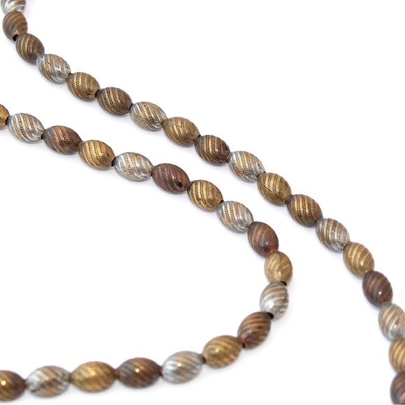 Vintage Mixed Metal Beaded Necklace Chain Brass Bronze Silver Tone Bead 37” Long - Picture 4 of 5